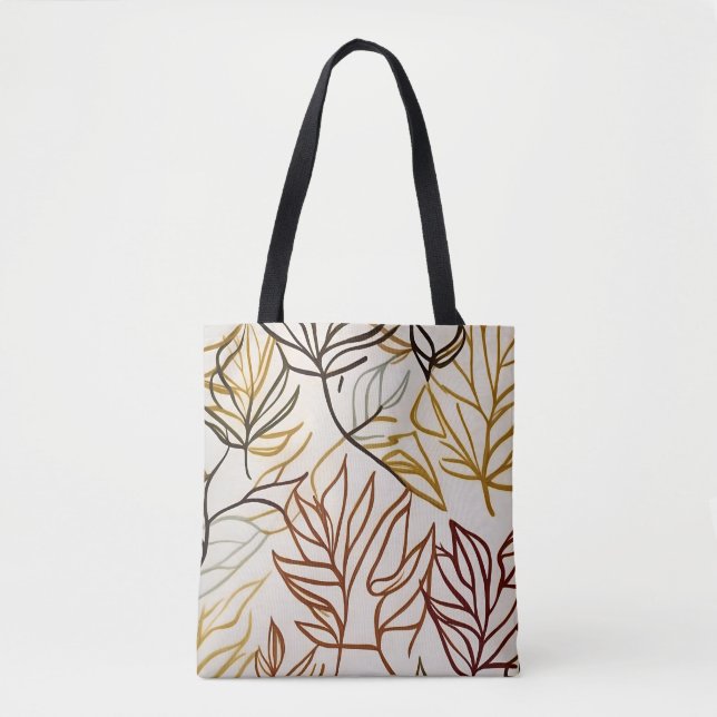 Tote Bag Chic boho automne feuilles vecteur abstrait (Devant)