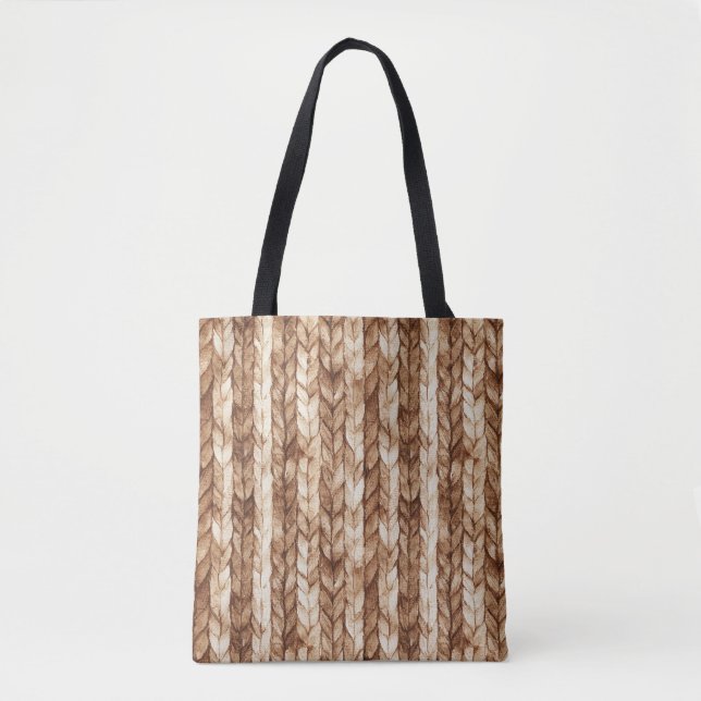 Tote Bag Chic Crème Brown Faux Tissus (Devant)