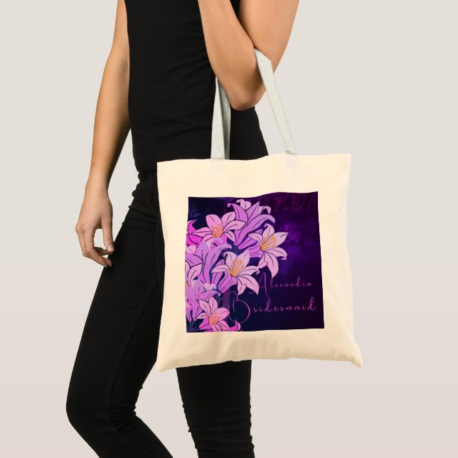 Tote Bag Chic de prune florale mauve de Bridesmaid (Devant (produit))