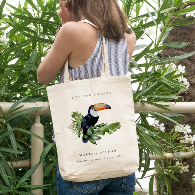Tote Bag Chic Elegant Tropical Rainforest Toucan Mariage (Créateur téléchargé)