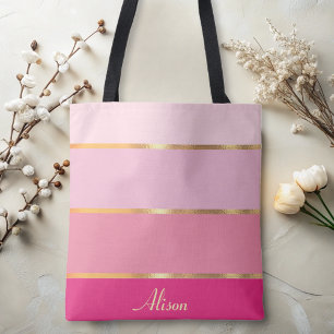 Tote Bag chic féminin moderne or rose Nom