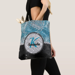 Tote Bag Chic girly turquoise aqua parties scintillant feui