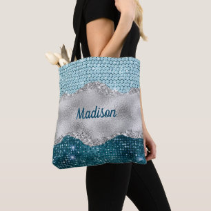 Tote Bag Chic girly turquoise menthe vert parties scintilla