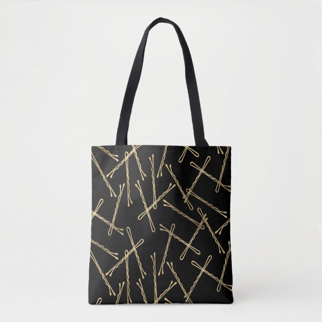 Tote Bag Chic Gold Bobby Pins Noir (Devant)