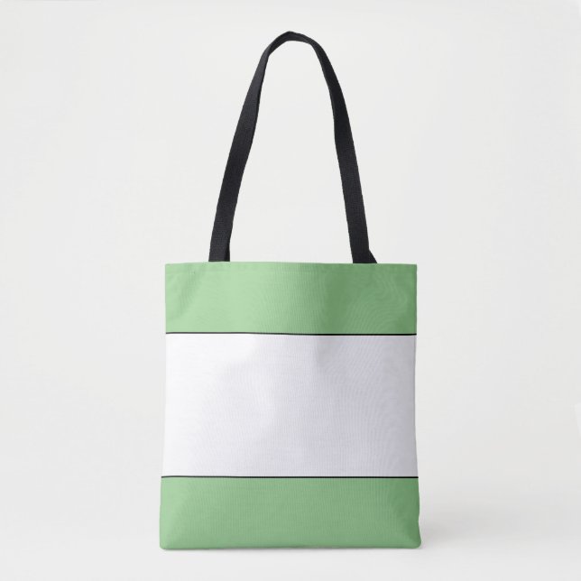 Tote Bag Chic Large contour blanc clair vert rayures (Devant)