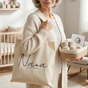 Tote Bag Chic Nana EST Année Écriture Minimaliste Quotidien