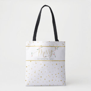 Tote Bag Chic Noël Joyeux tout or et blanc