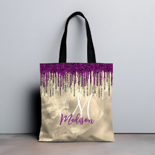 Tote Bag Chic or, rose chaud pourpre parties scintillant go
