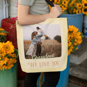Tote Bag Chic Photo Personnalisée Texte Grand-parents Cadea