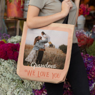 Tote Bag Chic Photo Personnalisée Texte Grand-parents Cadea