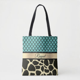 Tote Bag Chic Quatrefoil Giraffe Impression personnalisée