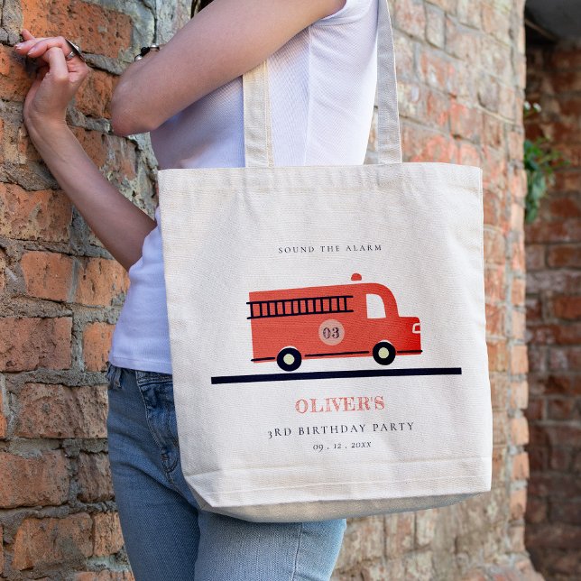 Tote Bag Chic Red Navy Moteur de Camion d'incendie n'import (Créateur téléchargé)