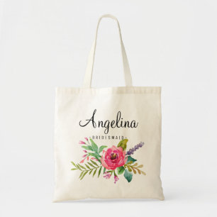 Tote Bag Chic rose florale demoiselle personnalisée