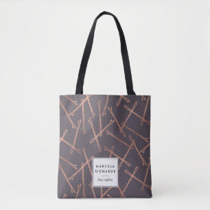 Tote Bag Chic Rose or Bobby Pins gris Personnalisé