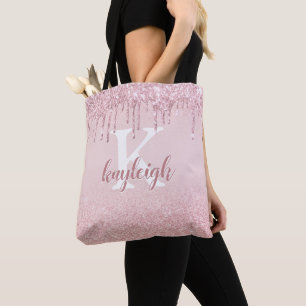 Tote Bag Chic Rose Parties scintillant or goutte Ombre rose