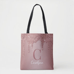 Tote Bag Chic Rose Parties scintillant or  Monogramme
