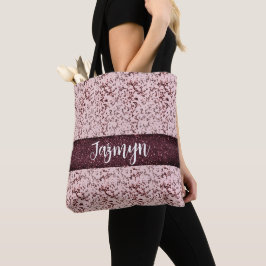 Tote Bag Chic rose rose brillant MarbrePersonnalisé