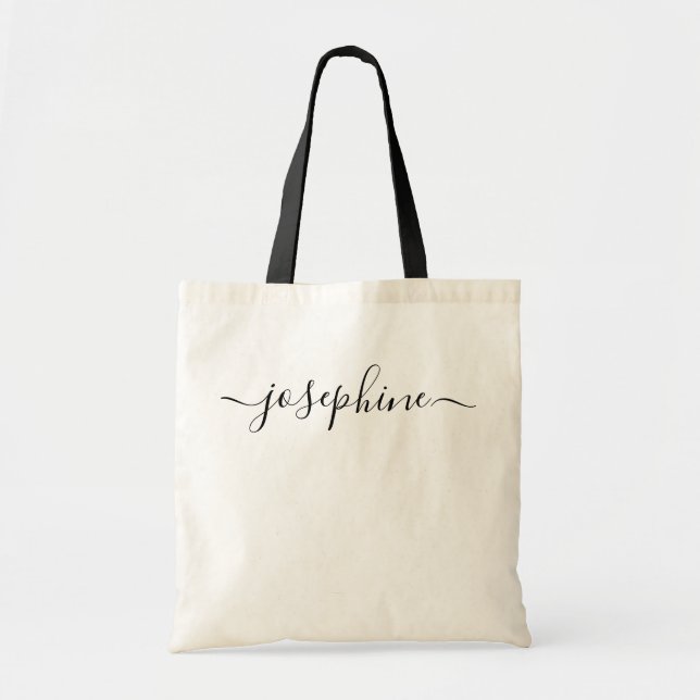 Tote Bag Chic Simple Nom Script Personnalisé (Devant)
