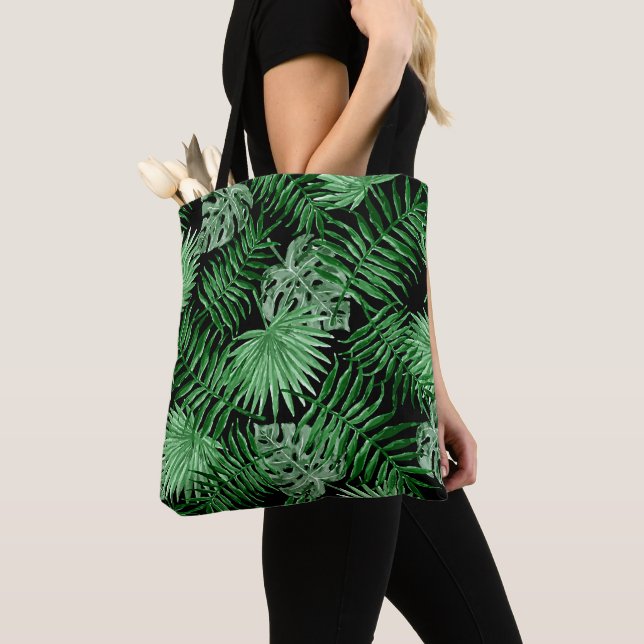Tote Bag Chic Tropical Green Palm Tree Feuille Art d'été (De près)