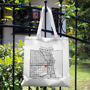Tote Bag Chicago Love Locator   Bienvenue Mariage