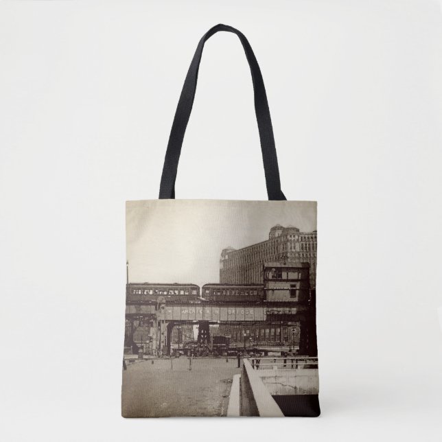 TOTE BAG CHICAGO MERCHANDISE MART TROLLEY TRAIN COULEUR D'E (Devant)