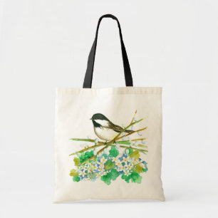 Tote Bag Chickadee Bird May Flower Catkins Willow Branches