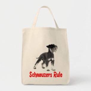 Tote Bag Chien à chienne gris Schnauzer Fourre-tout Red Lov