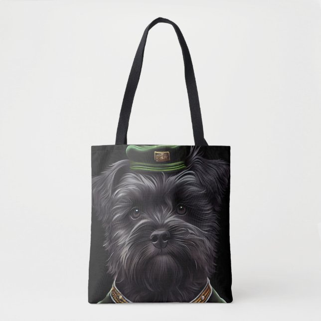 Tote Bag Chien Affenpinscher en Robe de la Saint Patrick (Devant)