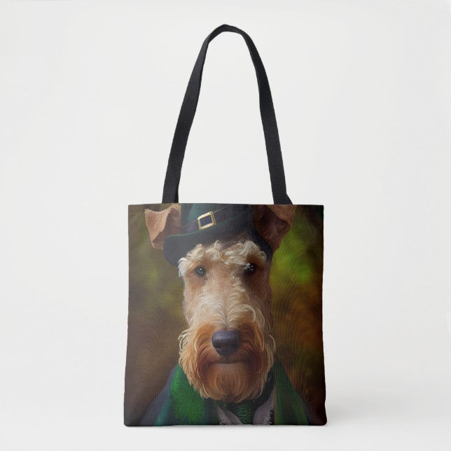 Tote Bag chien airedale à la St. Patrick's Day (Devant)
