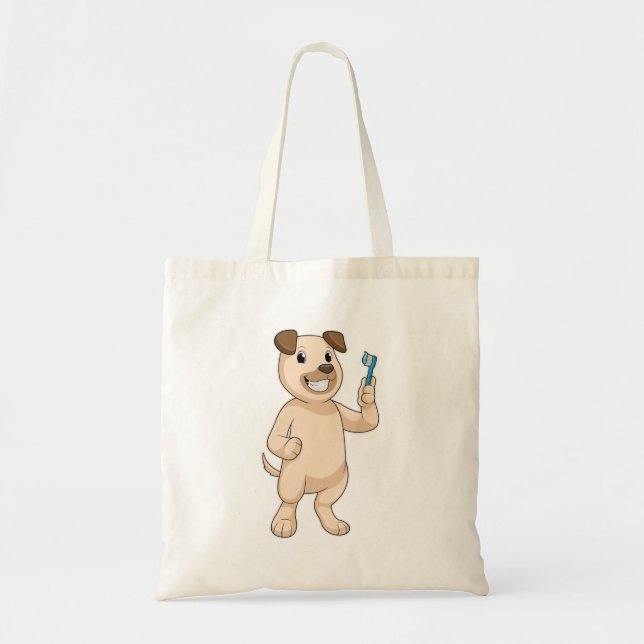 Tote Bag Chien avec brosse à dents (Devant)