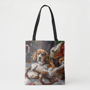 Tote Bag Chien Beagle Noël Festif