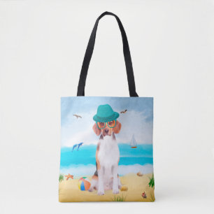 Tote Bag Chien Beagle sur la Plage
