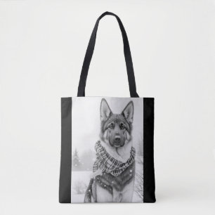 Tote Bag Chien berger allemand en neige