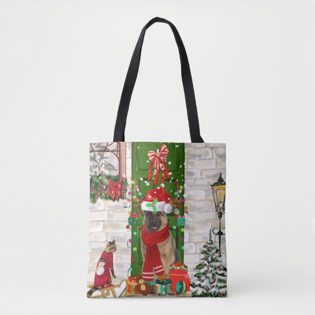 Tote Bag Chien berger allemand Noël (Devant)