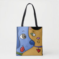 Chien bleu et manteau orange