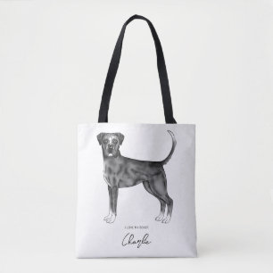 Tote Bag Chien Boxer Allemand En Noir Et Blanc & Texte Pers