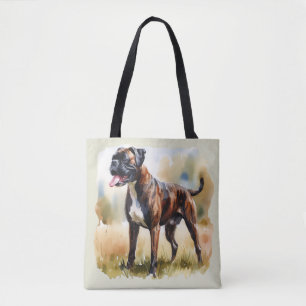 Tote Bag Chien Boxer Aquarelle