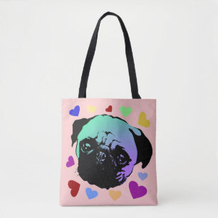 Tote Bag Chien Chiot Carlin Style PopArt Rétro