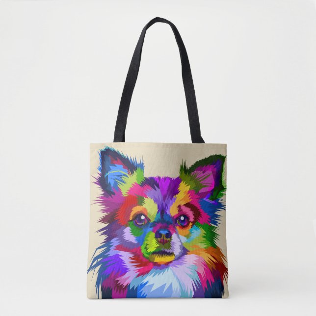 Tote Bag Chien coloré de chiwawa - Fourre-tout (Devant)