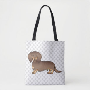 Tote Bag Chien Dachshund à longs poils chocolat et feu & Pa