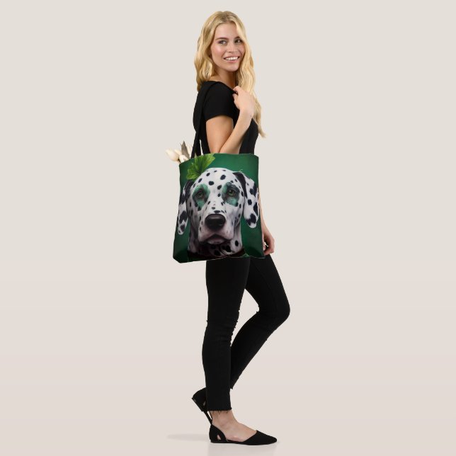 Tote Bag Chien dalmate en tenue de la Saint Patrick (Sur le modèle)
