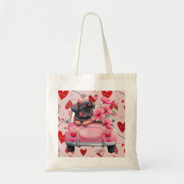 Tote Bag Chien dans une voiture avec le coeur