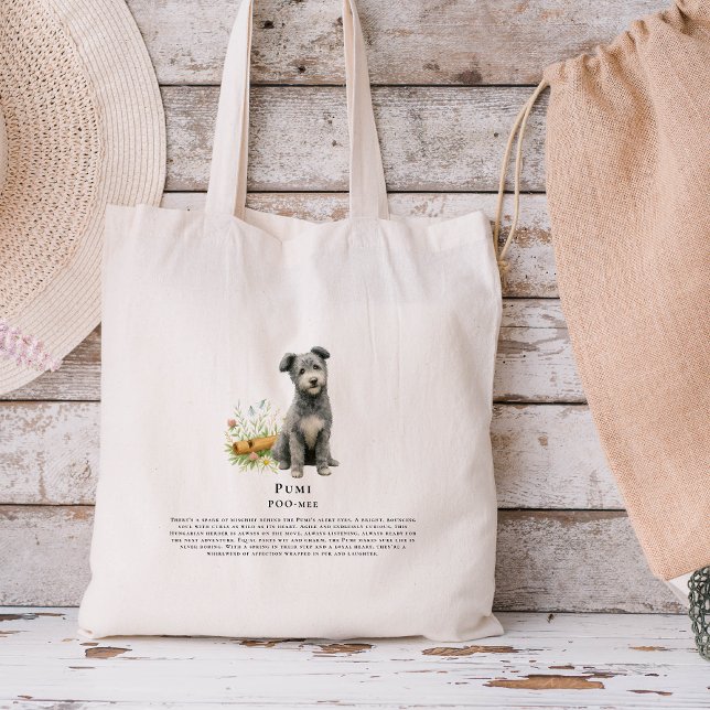 Tote Bag Chien d'aquarelle Pumi | Devis de race (Créateur téléchargé)