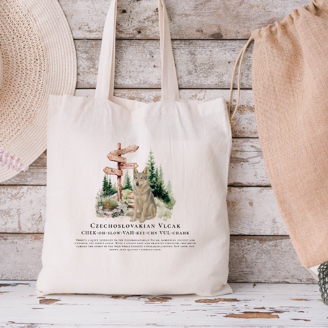 Tote Bag Chien d'aquarelle tchèque Vlcak | Devis de race (Créateur téléchargé)