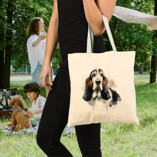 Tote Bag Chien de Basset Aquarelle pour Animaux de Compagni