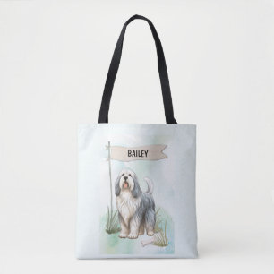 Tote Bag Chien de Berger Polonais Bas En Aquarelle Personna