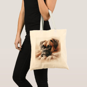 Tote Bag Chien de boxe dans un poteau serein