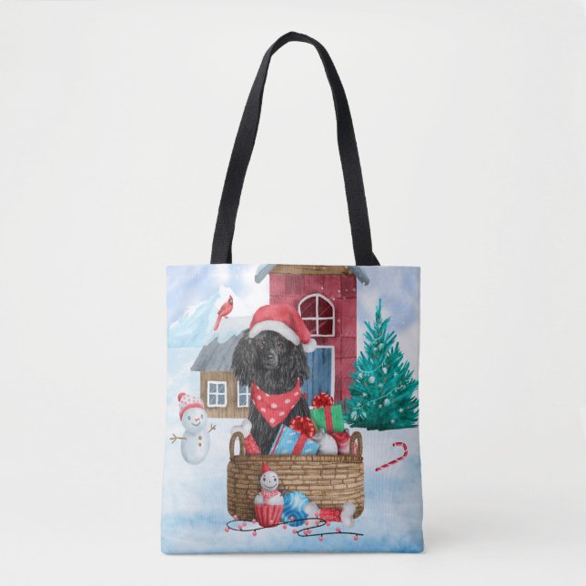 Tote Bag Chien de caniche dans la neige Maison de chien de  (Devant)