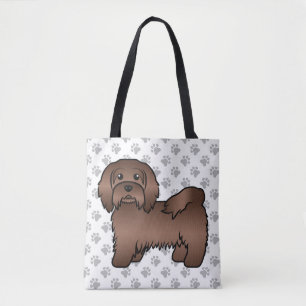 Tote Bag Chien de dessin animé mignon Havanais au chocolat 
