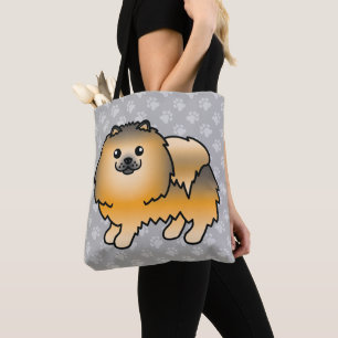 Tote Bag Chien de dessin animé Poméranie au pelage orange s